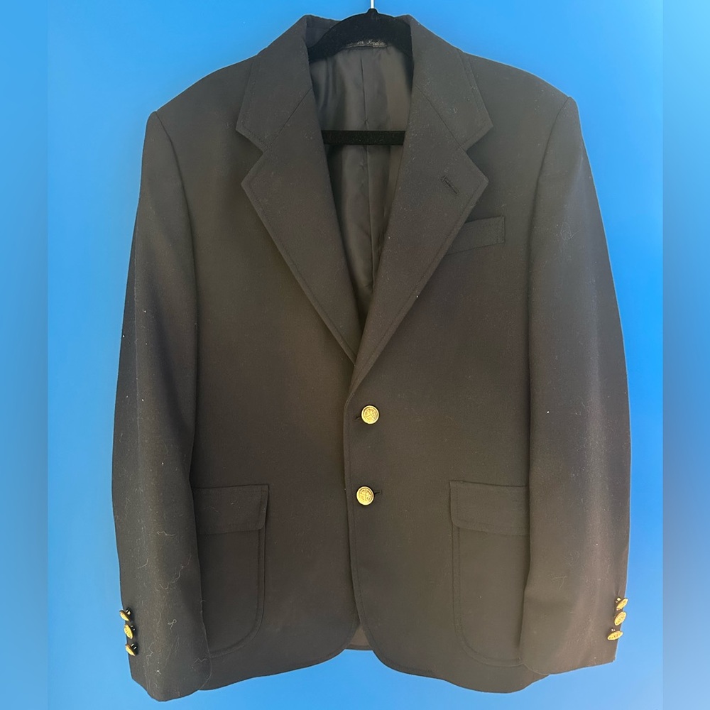 Classic Lord & Taylor Navy Big Blue Boys 14R Gold Button Blazer $390 Retail EUC